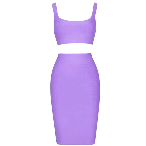 HP!✨Lavender 2 piece bandage dress set - Picture 4 of 15